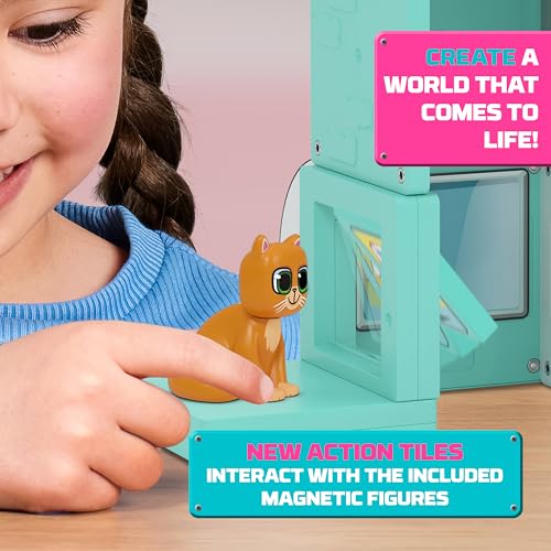 Tile Town Pet Vet Magnetic Tiles Set - 44-Piece with Sound and Lights Action Figures, Ages 3-6