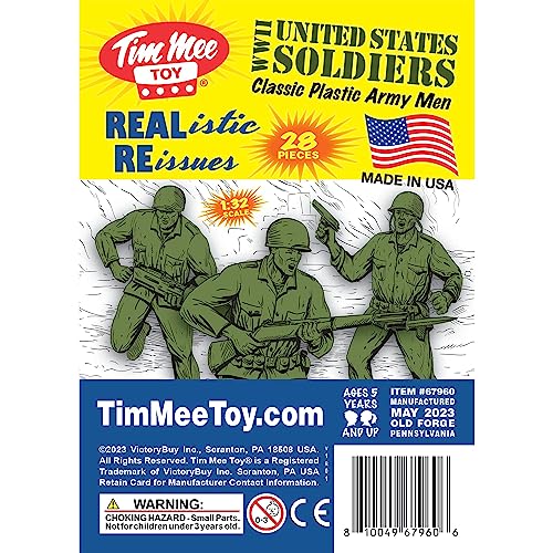 Tim Mee Toy 28-Piece OD Green WW2 Plastic Army Men Set - Made in USA