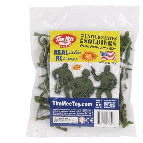 Tim Mee Toy 28-Piece OD Green WW2 Plastic Army Men Set - Made in USA