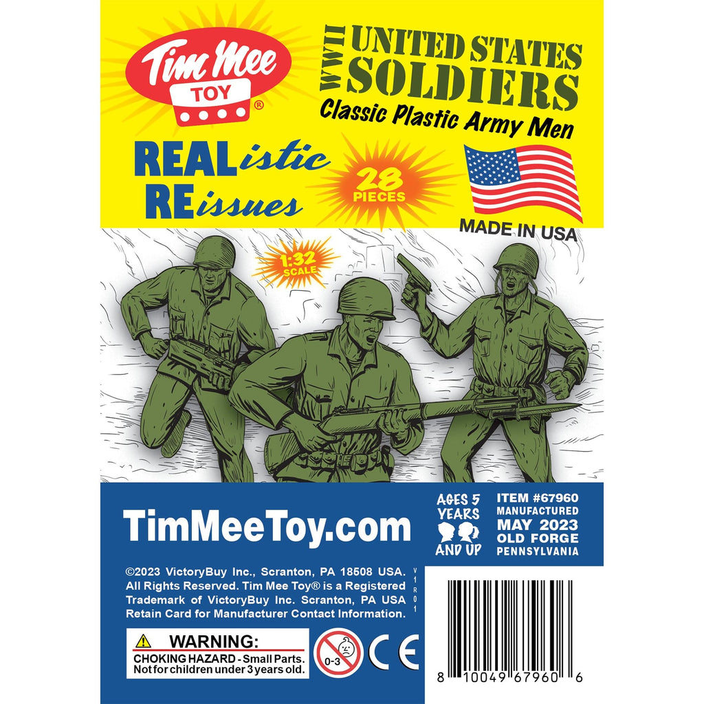 Tim Mee Toy 28-Piece OD Green WW2 Plastic Army Men Set - Made in USA