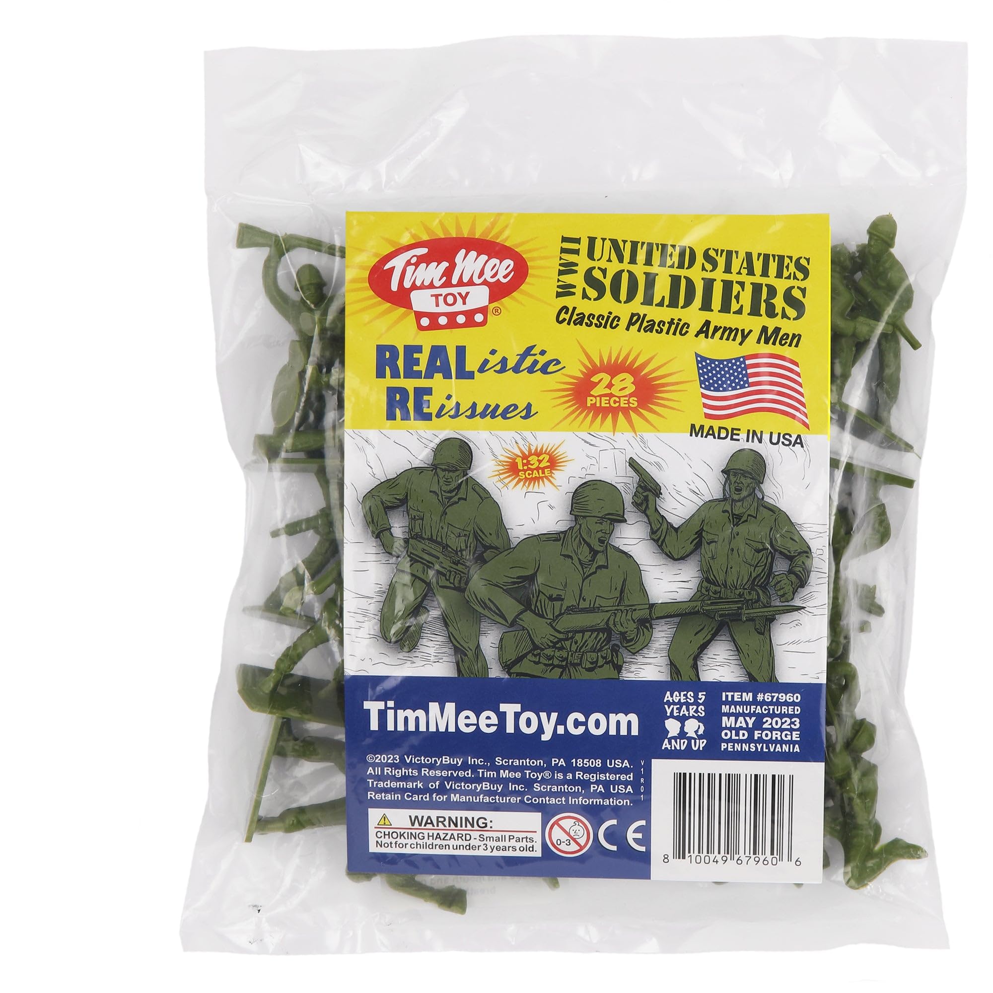 Tim Mee Toy 28-Piece OD Green WW2 Plastic Army Men Set - Made in USA