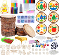 Timburst 171-Piece Wood Slices Craft Kit with Glow in the Dark Pens – Kids Painting Set for Ages 6+