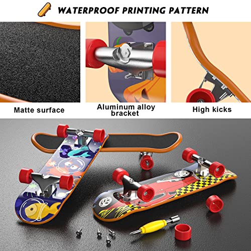 TIME4DEALS 12-Pack Mini Finger Skateboards Set - Pocket Size 4.13 Inch, Random Patterns, Includes Screwdriver