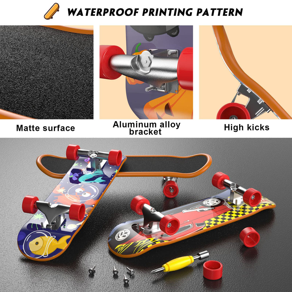 TIME4DEALS 12-Pack Mini Finger Skateboards Set - Pocket Size 4.13 Inch, Random Patterns, Includes Screwdriver