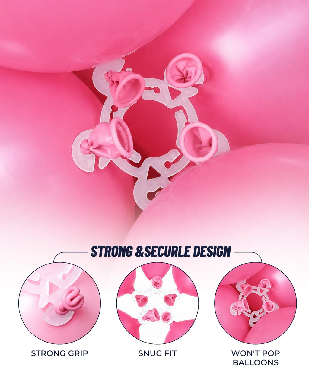 Tinabless 120-Pack Reusable Balloon Clips for Arches & Columns - White Plastic Connectors