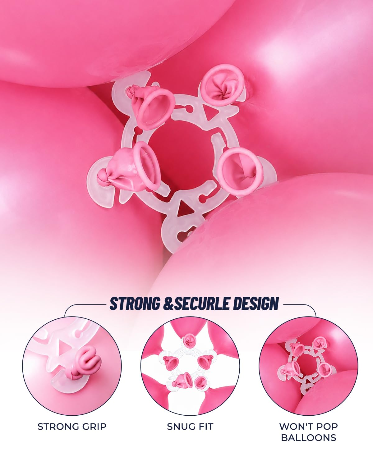 Tinabless 120-Pack Reusable Balloon Clips for Arches & Columns - White Plastic Connectors
