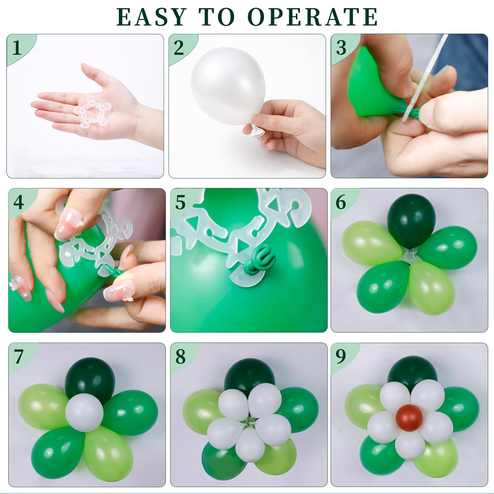 Tinabless 120-Pack Reusable Balloon Clips for Arches & Columns - White Plastic Connectors