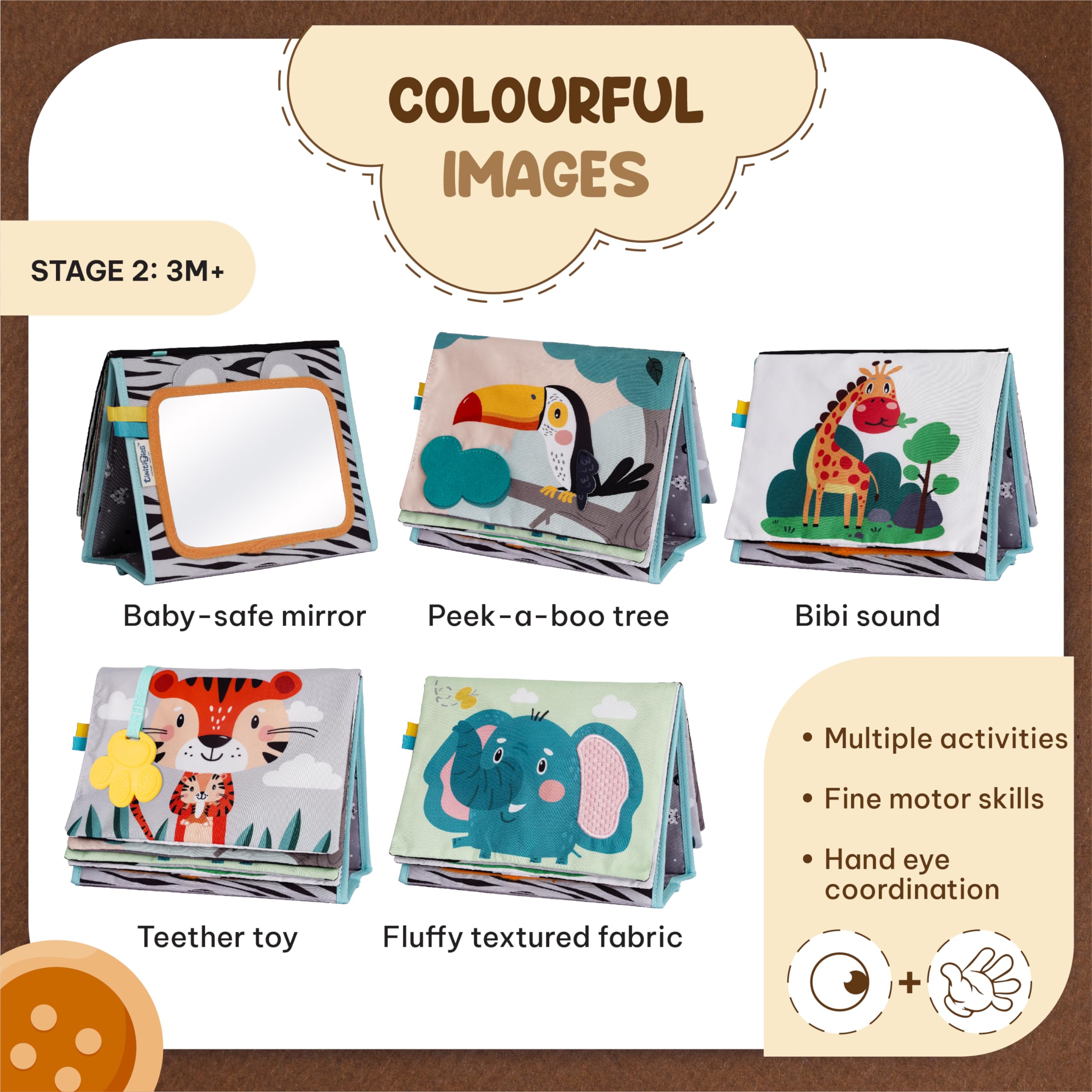 TINITIGIES Tummy Time Mirror and Sensory Book Set for Newborns 0-6 Months