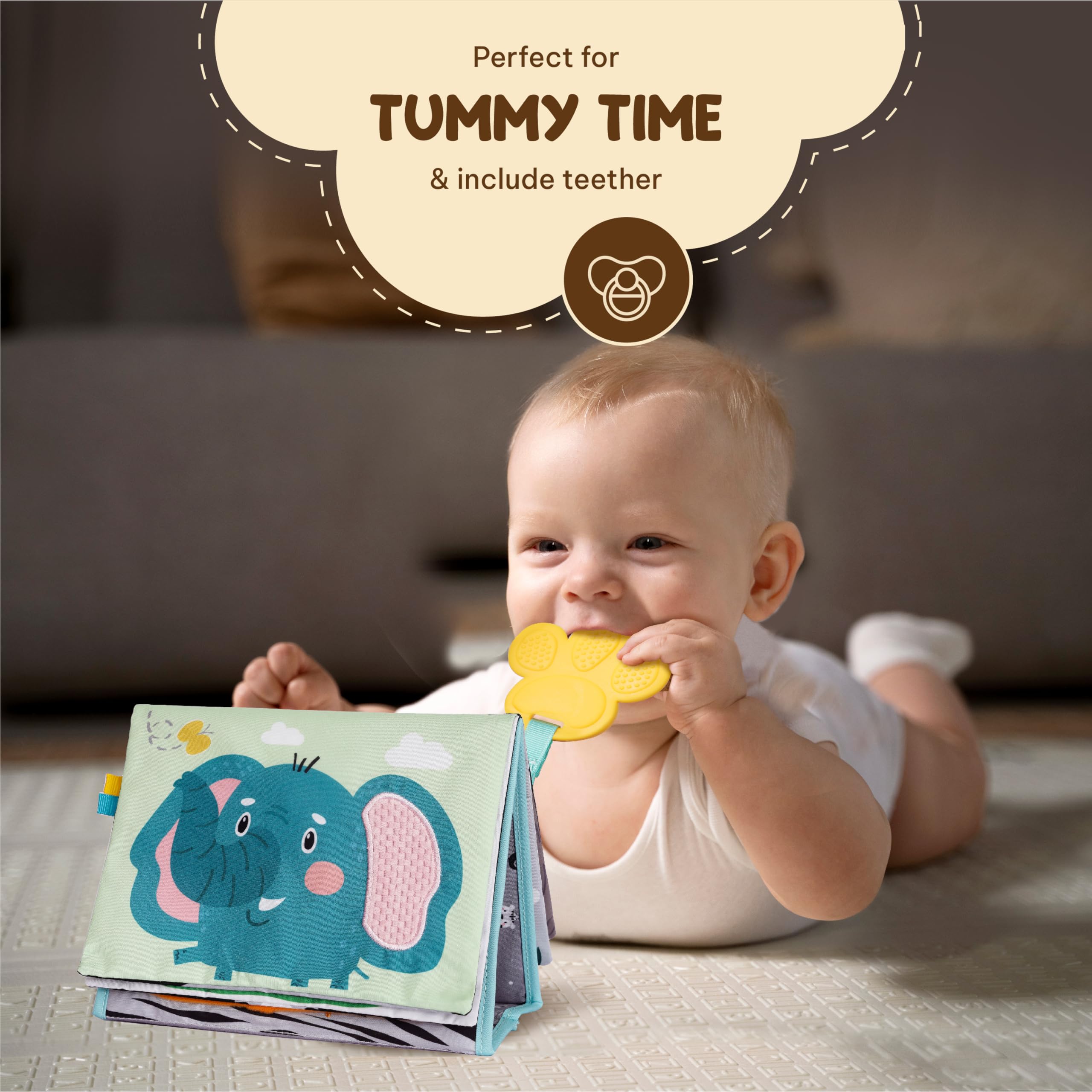 TINITIGIES Tummy Time Mirror and Sensory Book Set for Newborns 0-6 Months