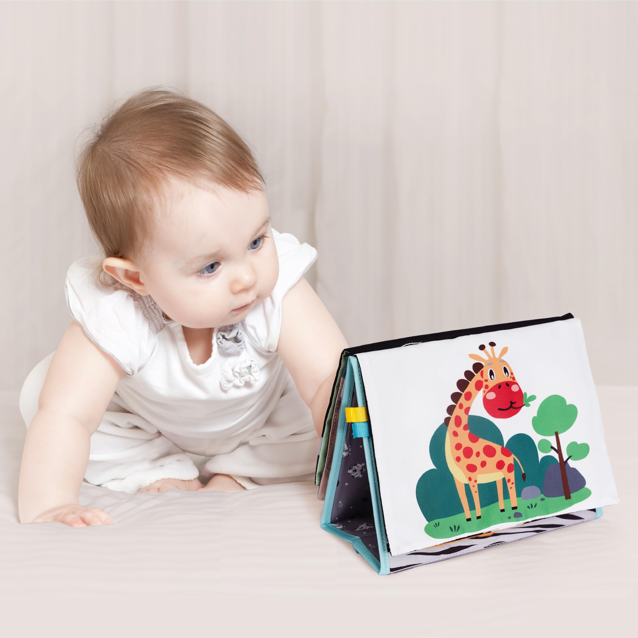 TINITIGIES Tummy Time Mirror and Sensory Book Set for Newborns 0-6 Months