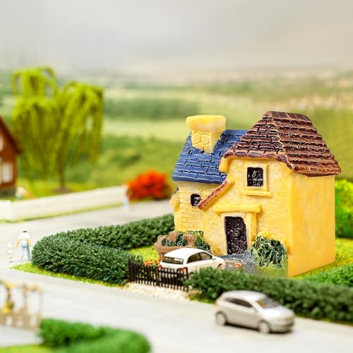 TINKSKY 4-Pack Mini Resin Houses for Fairy Gardens, Terrariums & Dollhouse Decor (Assorted Styles)