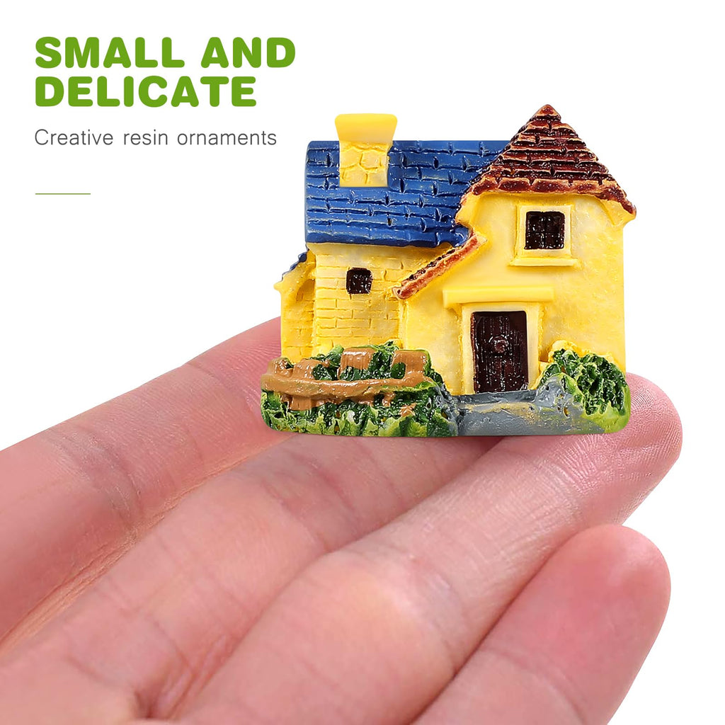 TINKSKY 4-Pack Mini Resin Houses for Fairy Gardens, Terrariums & Dollhouse Decor (Assorted Styles)
