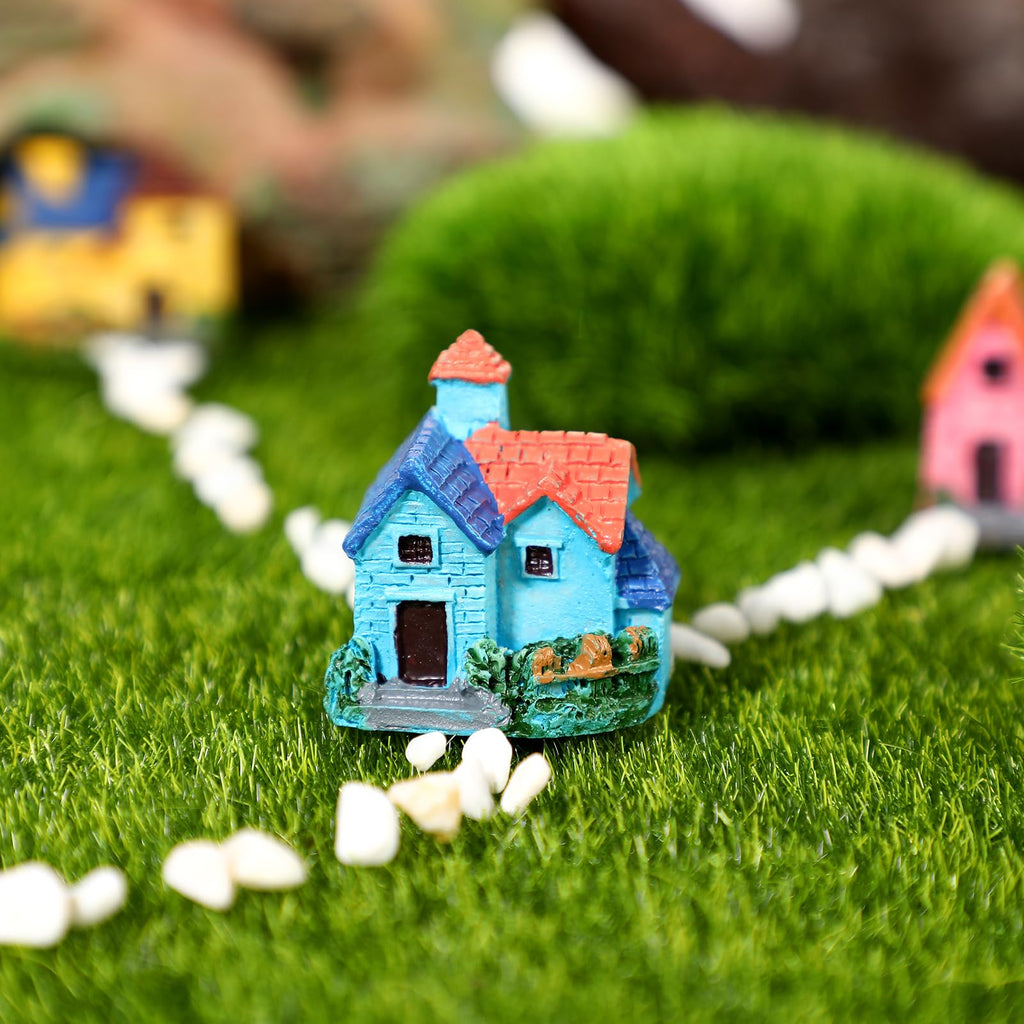 TINKSKY 4-Pack Mini Resin Houses for Fairy Gardens, Terrariums & Dollhouse Decor (Assorted Styles)