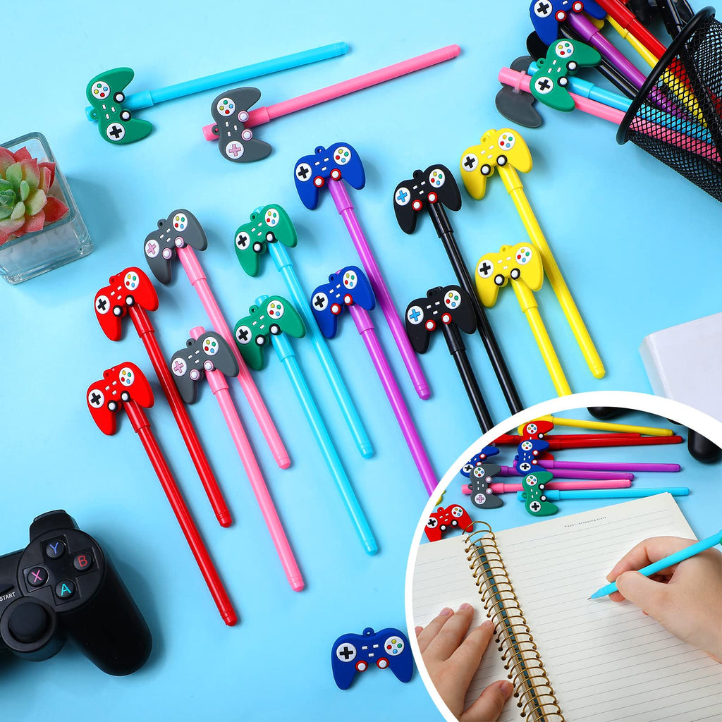 Tinlade 24 Pack Video Game Controller Pens - Gamer Party Favors with Gamepad Caps for Birthday, Classroom