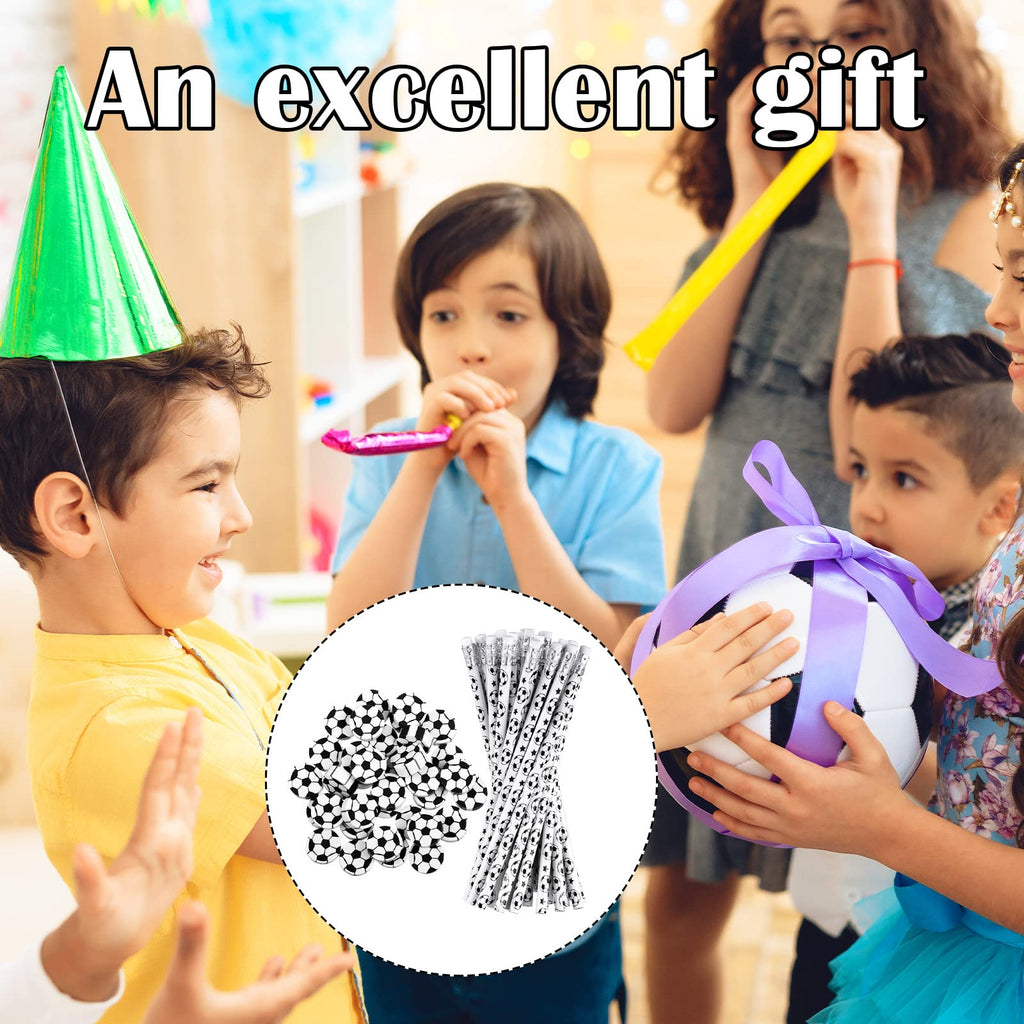 Tinlade 72-Piece Soccer Pencil and Eraser Set – Fun Football Stationery for Kids, Party Favors, Classroom Prizes