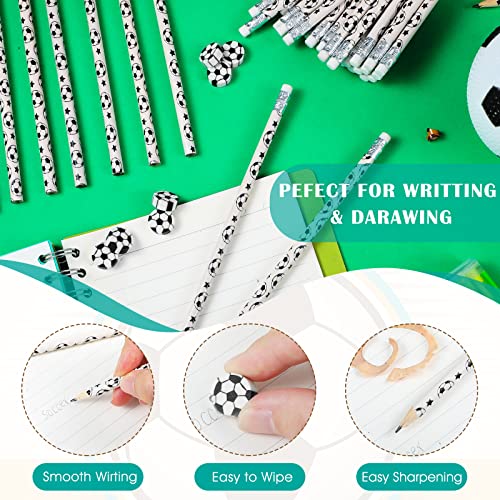 Tinlade 72-Piece Soccer Pencil and Eraser Set – Fun Football Stationery for Kids, Party Favors, Classroom Prizes