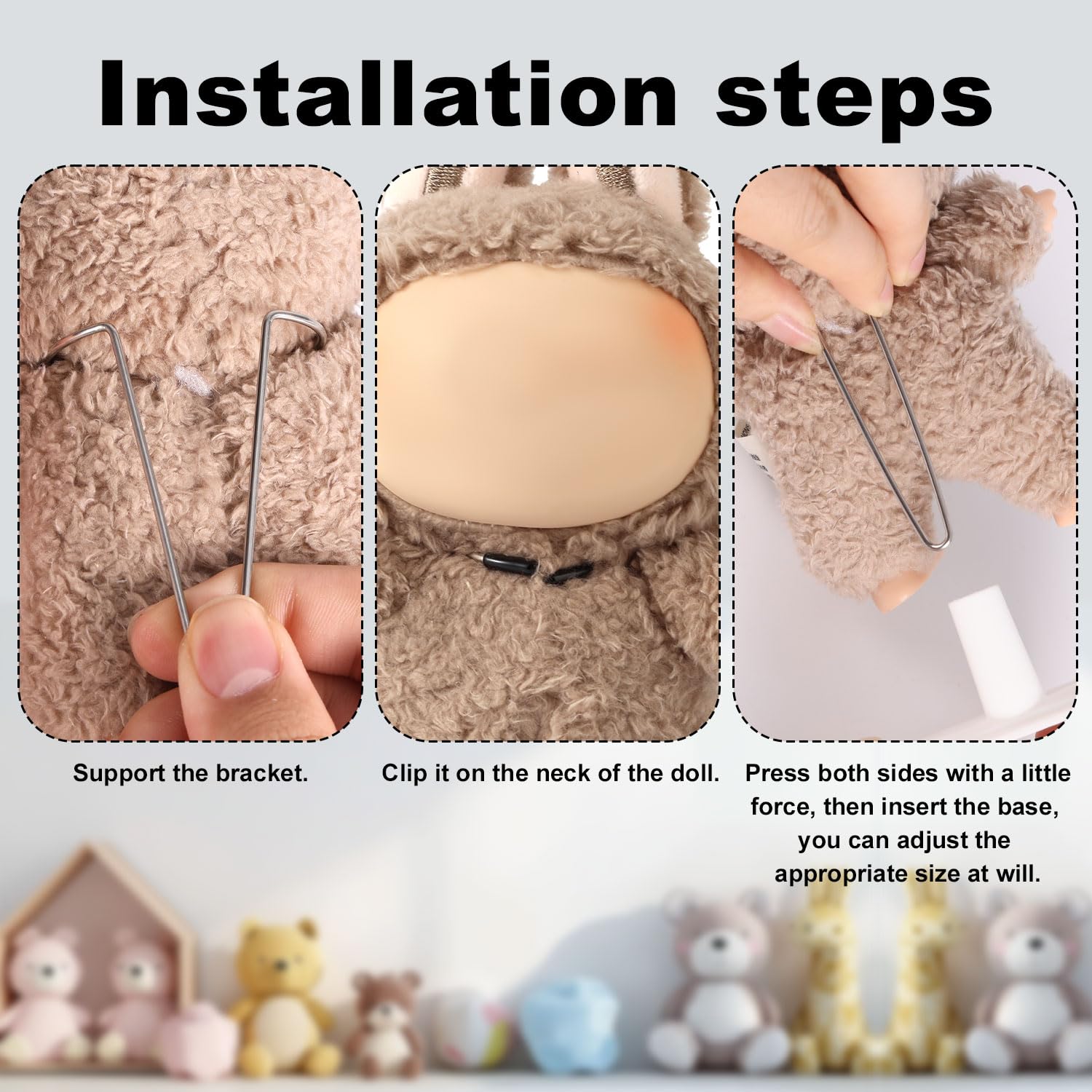 Tinoaly 6-Pack White Doll Stands – Adjustable Display Holder for 4-8 Inch Figures