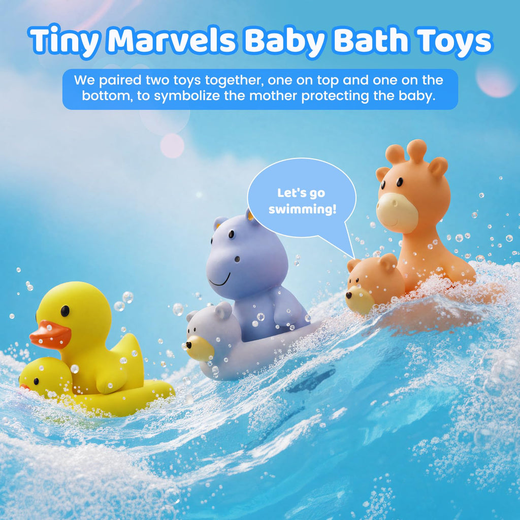 Tiny Marvels Mold-Free Baby Bath Toys – BPA-Free Floating Toys for 6 Months+