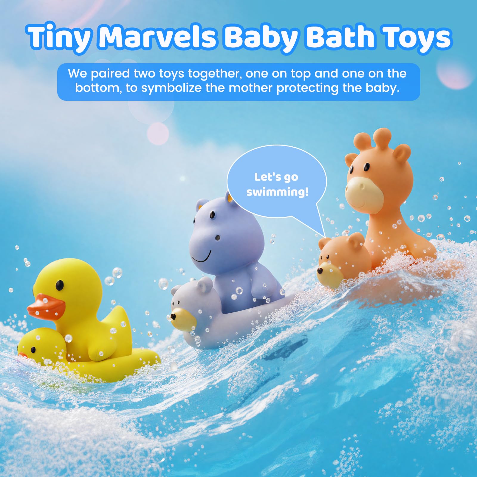 Tiny Marvels Mold-Free Baby Bath Toys – BPA-Free Floating Toys for 6 Months+