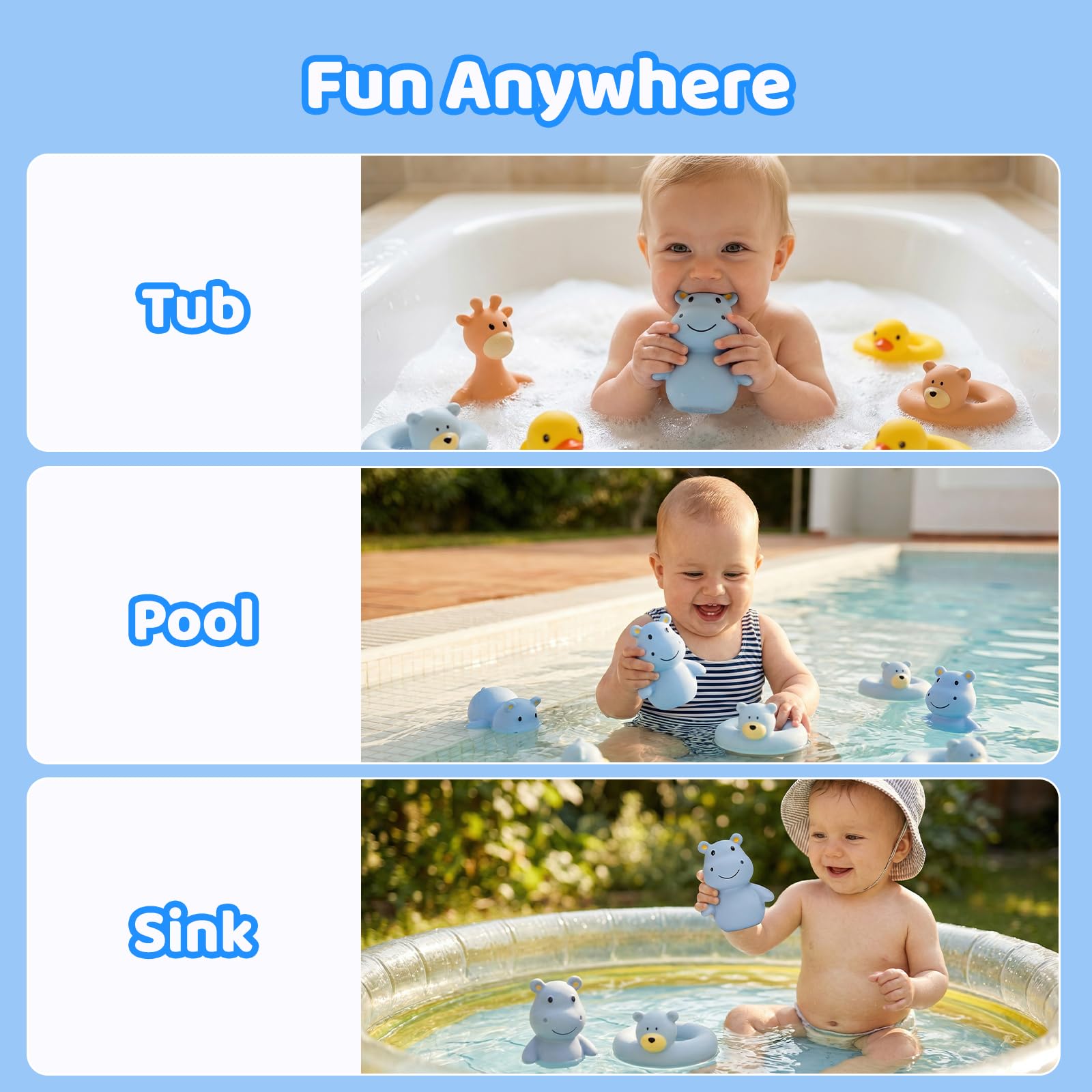 Tiny Marvels Mold-Free Baby Bath Toys – Sealed No-Hole Design for Safe, BPA-Free Water Play