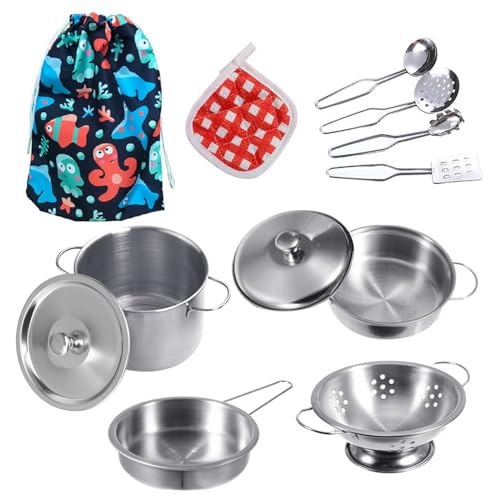 Tiny Stainless Steel Pretend Play Kitchen Set for Toddlers | Rupnoflbui