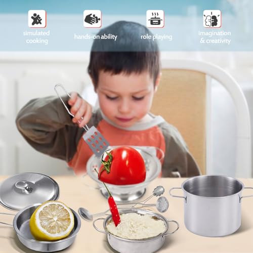 Tiny Stainless Steel Pretend Play Kitchen Set for Toddlers | Rupnoflbui