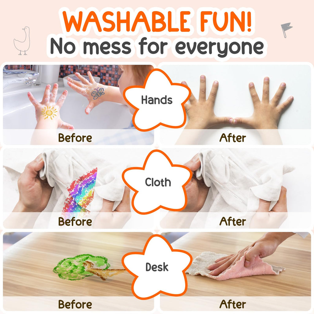 TinyGeeks 24 Twistable Crayons - Non Toxic, Washable, Easy Grip for Toddlers Ages 3-8