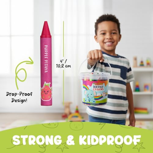 TinyGeeks Jumbo Crayons for Toddlers 3-8 – 18 Non-Toxic, Washable Crayons with Coloring Sheets