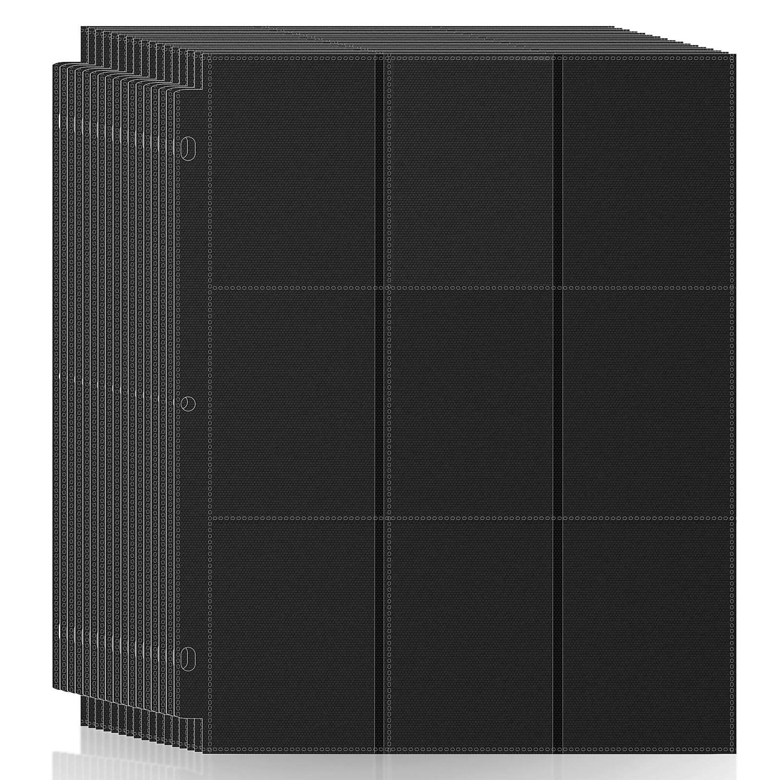TiopLior 50-Pack 9-Pocket Card Sleeves - 900 Cards Capacity, Black Polypropylene Pages for 3-Ring Binders (Standard Size)
