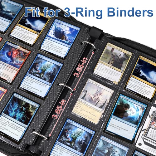 TiopLior 50-Pack 9-Pocket Card Sleeves - 900 Cards Capacity, Black Polypropylene Pages for 3-Ring Binders (Standard Size)