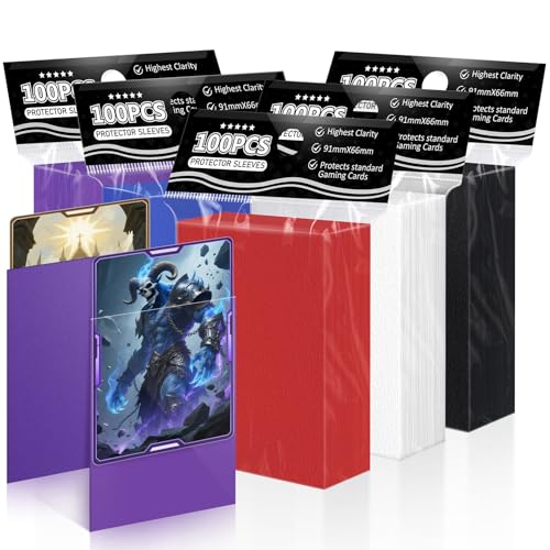 TiopLior 500 Card Sleeves - 5 Colors, 100 Each, 66x91mm Perfect Fit for MTG, Sports, and Trading Cards