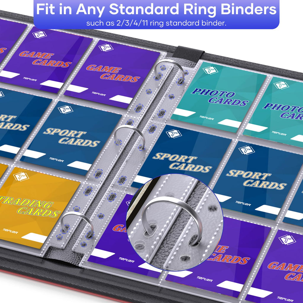TiopLior 60-Pack 9-Pocket Double-Sided Card Sleeves for 3-Ring Binder – Holds 1080 Cards, Clear Polypropylene