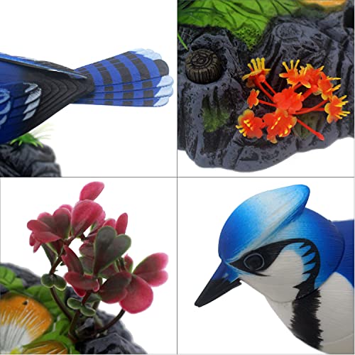 Tipmant Blue & White Electronic Bird Toy - Sound-Activated, Moves and Chirps, Desk Decor with Pen Holder
