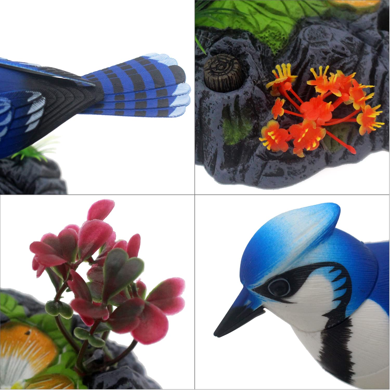 Tipmant Blue & White Electronic Bird Toy - Sound-Activated, Moves and Chirps, Desk Decor with Pen Holder