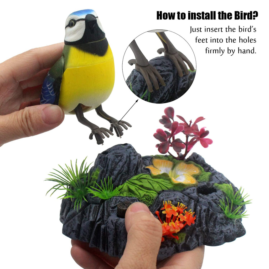 Tipmant Cute Electronic Bird Toy with Voice Control - Realistic Moving & Chirping Desk Decor, Kids Gift (Blue & Yellow)