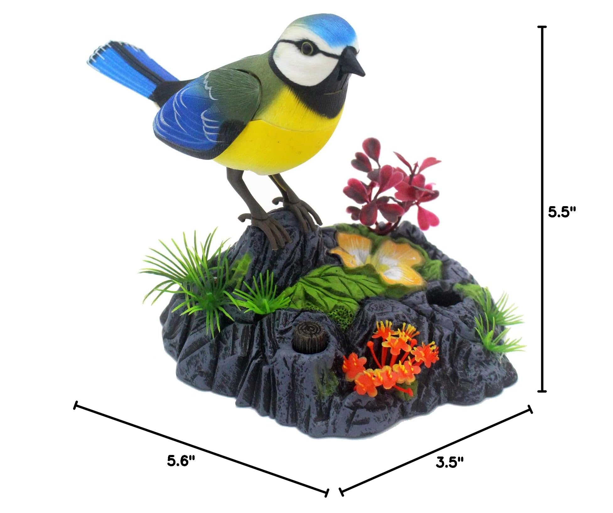 Tipmant Cute Electronic Bird Toy with Voice Control - Realistic Moving & Chirping Desk Decor, Kids Gift (Blue & Yellow)