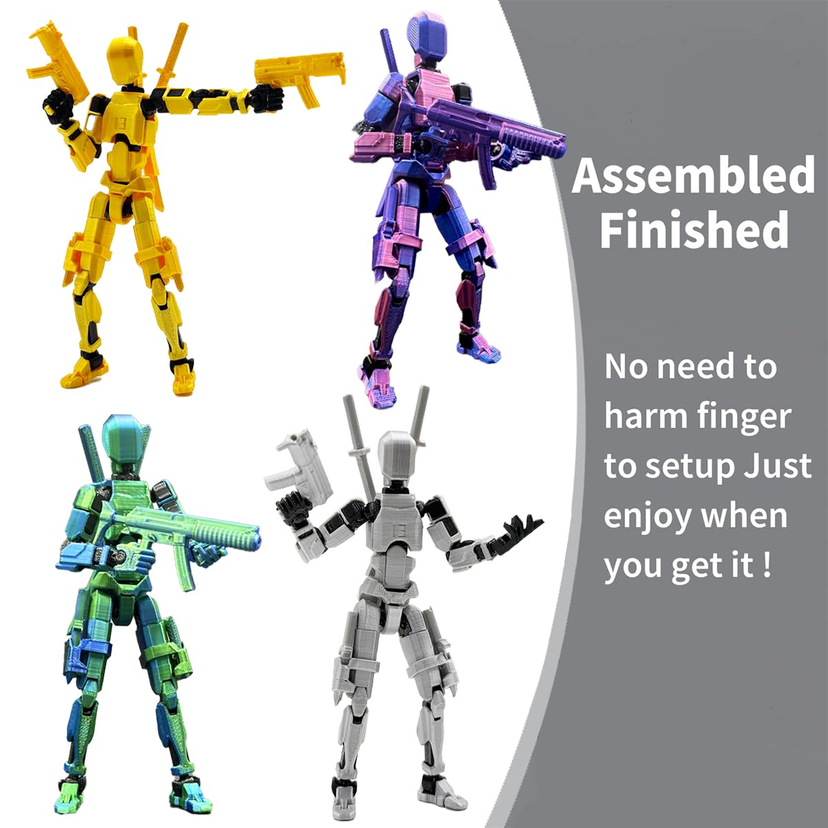 Titan 13 Action Figure Set - 2 Pre-Assembled 3D Printed Multi-Jointed Robots, Red Blue Knight, by SANSGOUP
