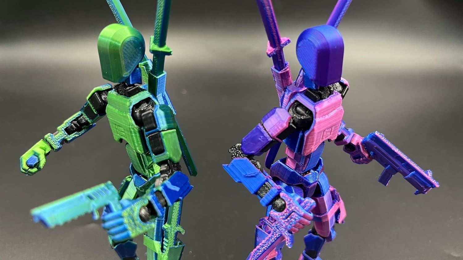 Titan 13 Action Figure Set - 2 Pre-Assembled 3D Printed Multi-Jointed Robots, Red Blue Knight, by SANSGOUP
