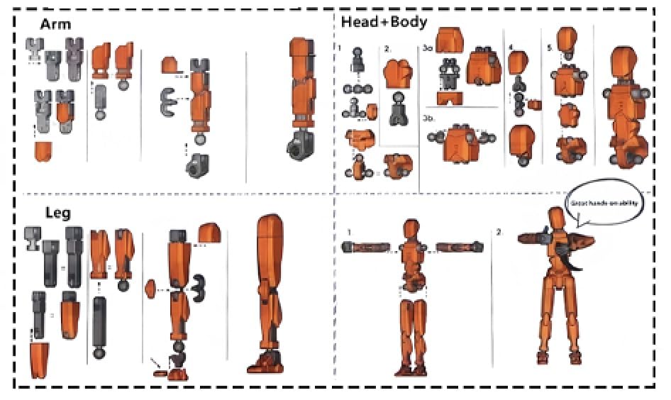 Titan 13 Action Figure Set - 2 Pre-Assembled 3D Printed Multi-Jointed Robots, Red Blue Knight, by SANSGOUP