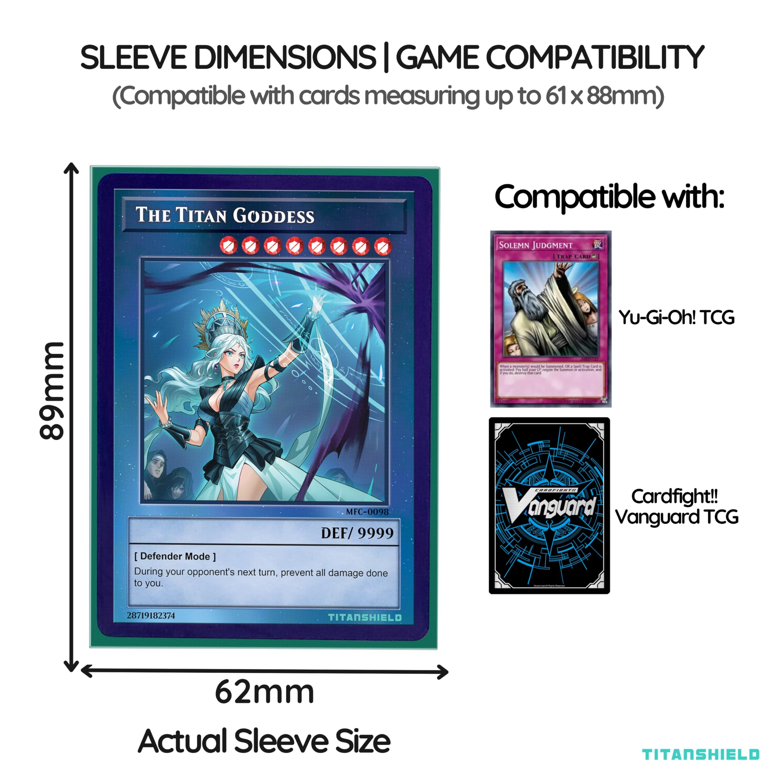 TitanShield 150 Green Japanese-Sized Card Sleeves – 140-Micron Deck Protectors for Yu-Gi-Oh!, Vanguard & More