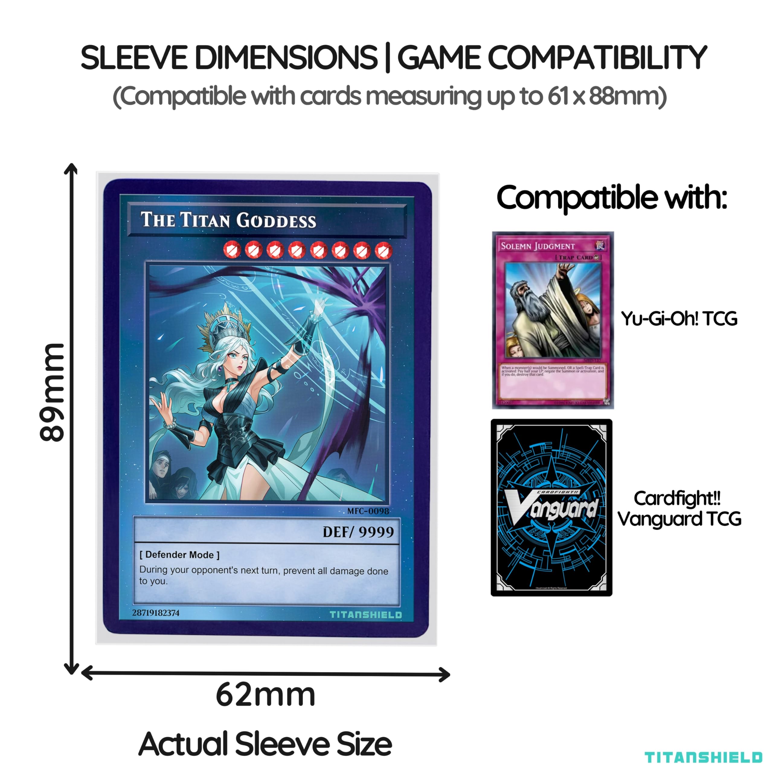 TitanShield 150 White Japanese-Size Card Sleeves – 62x89mm, 140 Micron, Dual-Textured for Yu-Gi-Oh & Vanguard