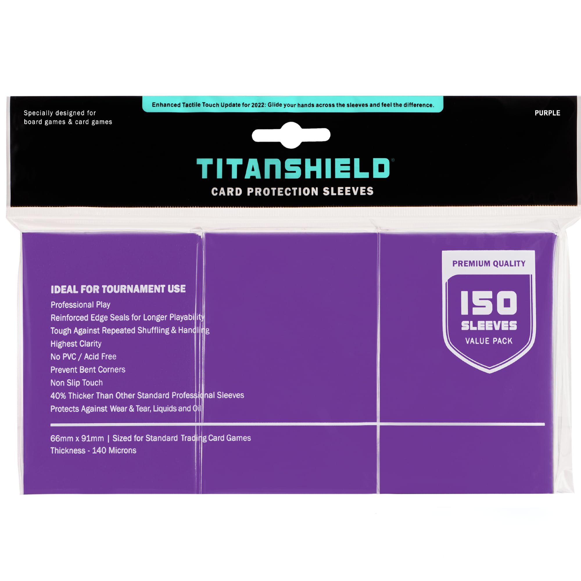 TitanShield 66x91mm Premium Card Sleeves – 150 Pack, Purple, Archival-Grade Polypropylene for MTG, Pokemon, Lorcana