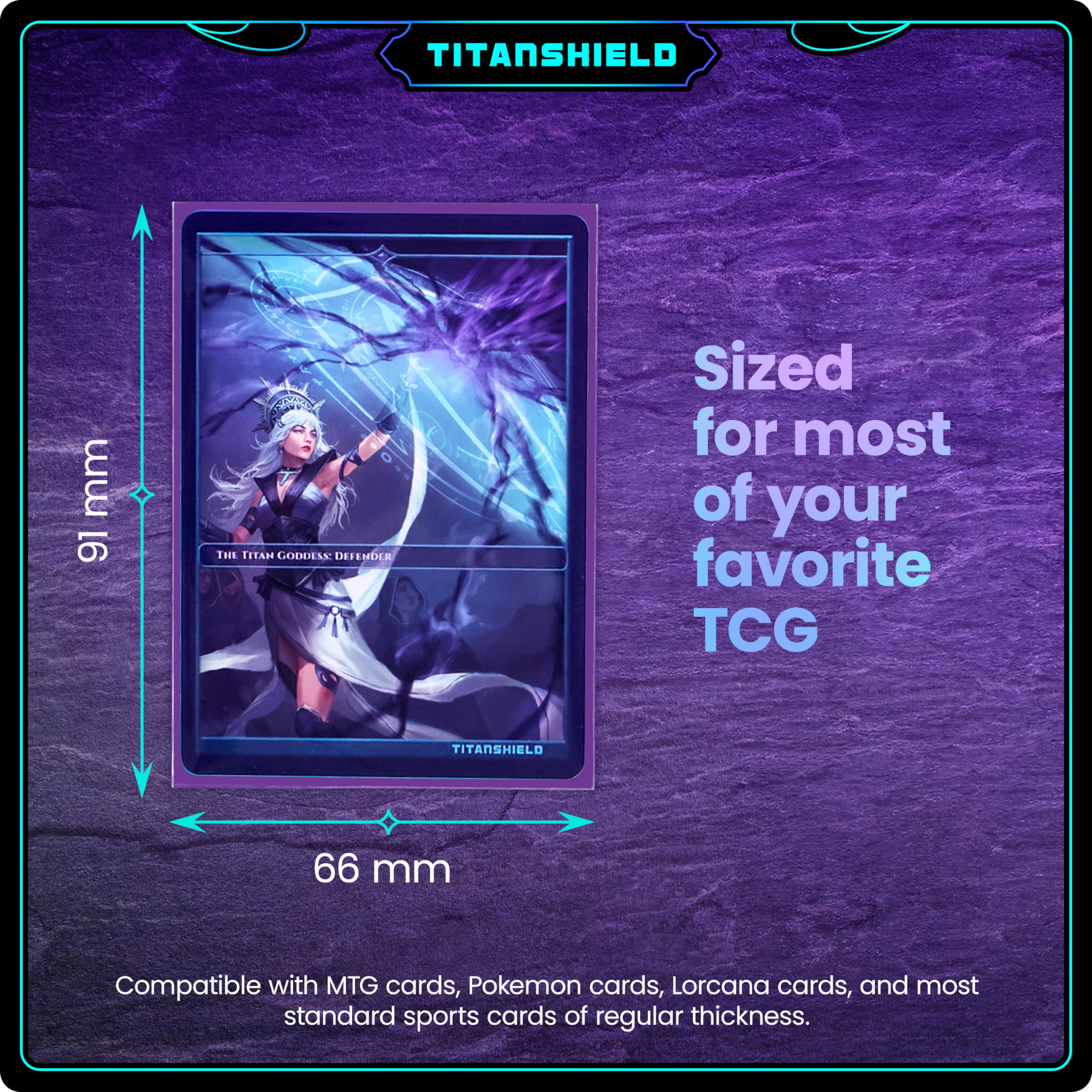 TitanShield 66x91mm Premium Card Sleeves – 150 Pack, Purple, Archival-Grade Polypropylene for MTG, Pokemon, Lorcana