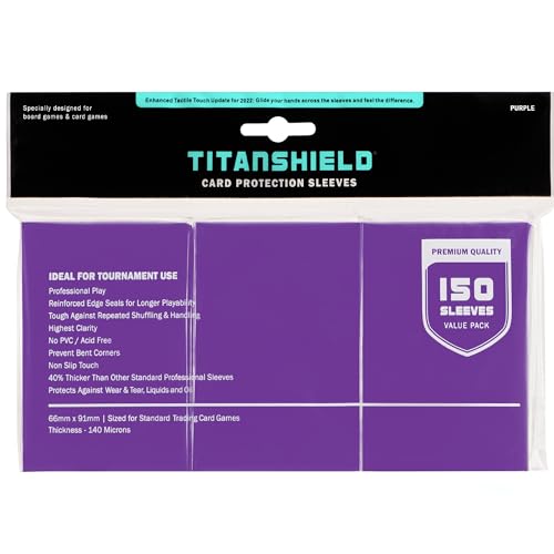 TitanShield 66x91mm Premium Card Sleeves – 150 Pack, Purple, Archival-Grade Polypropylene for MTG, Pokemon, Lorcana