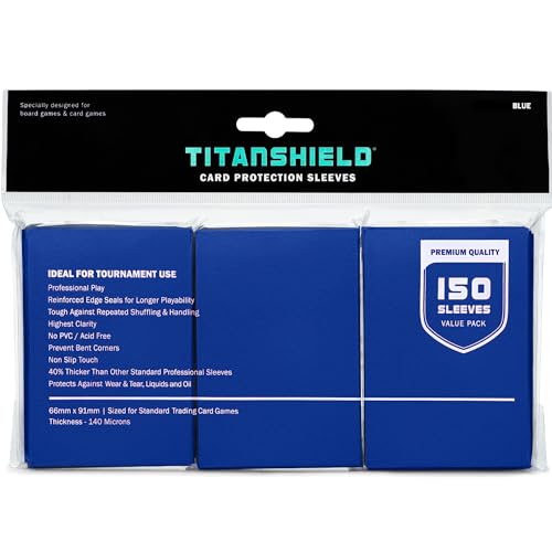 TitanShield Blue Card Sleeves (150 Pack) - Standard 66x91mm for TCG