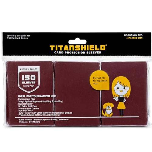 TitanShield Bordeaux Red Japanese Card Sleeves – 150 Pack, 140 Micron, Archival Grade Deck Protectors