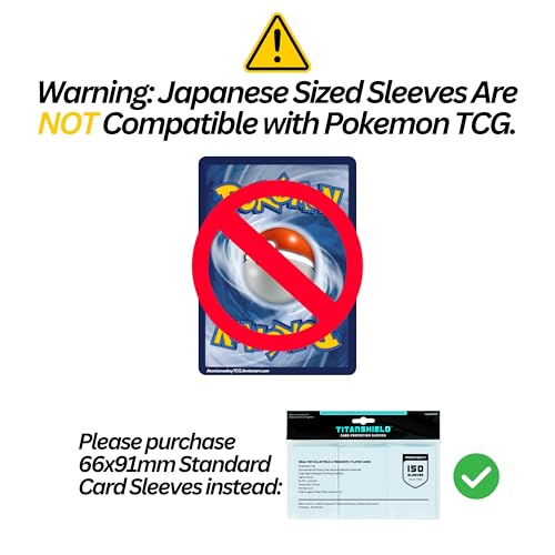TitanShield Clear Small Japanese Size Card Sleeves (150 Pack) – 100 Micron Deck Protectors for Yu-Gi-Oh, Vanguard, Kpop Photocards