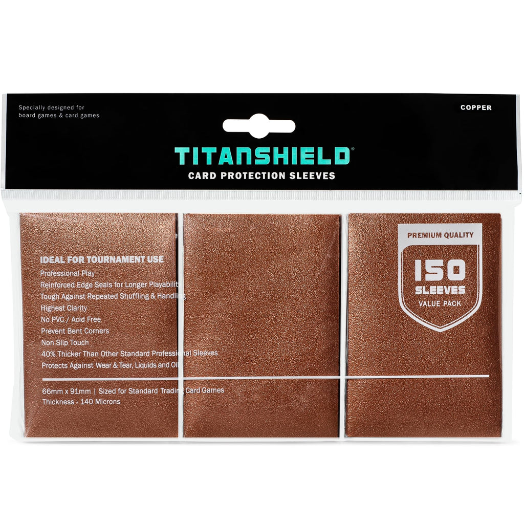 TitanShield Copper Standard Card Sleeves - 150 Pack, 66x91mm, 100-Micron Protection