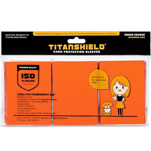 TitanShield Ember Orange 150 Sleeves – Small Japanese Size Deck Protector for Yu-Gi-Oh & Vanguard