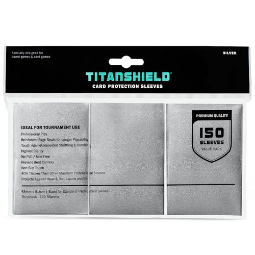 TitanShield Premium Card Sleeves - 150 Pack Standard 66x91mm Silver